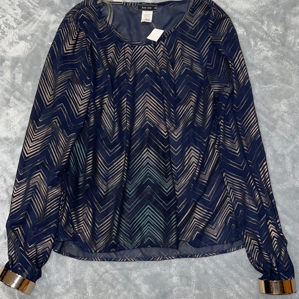 KIMCINE SHEER TOP WITH GOLD CUFFS